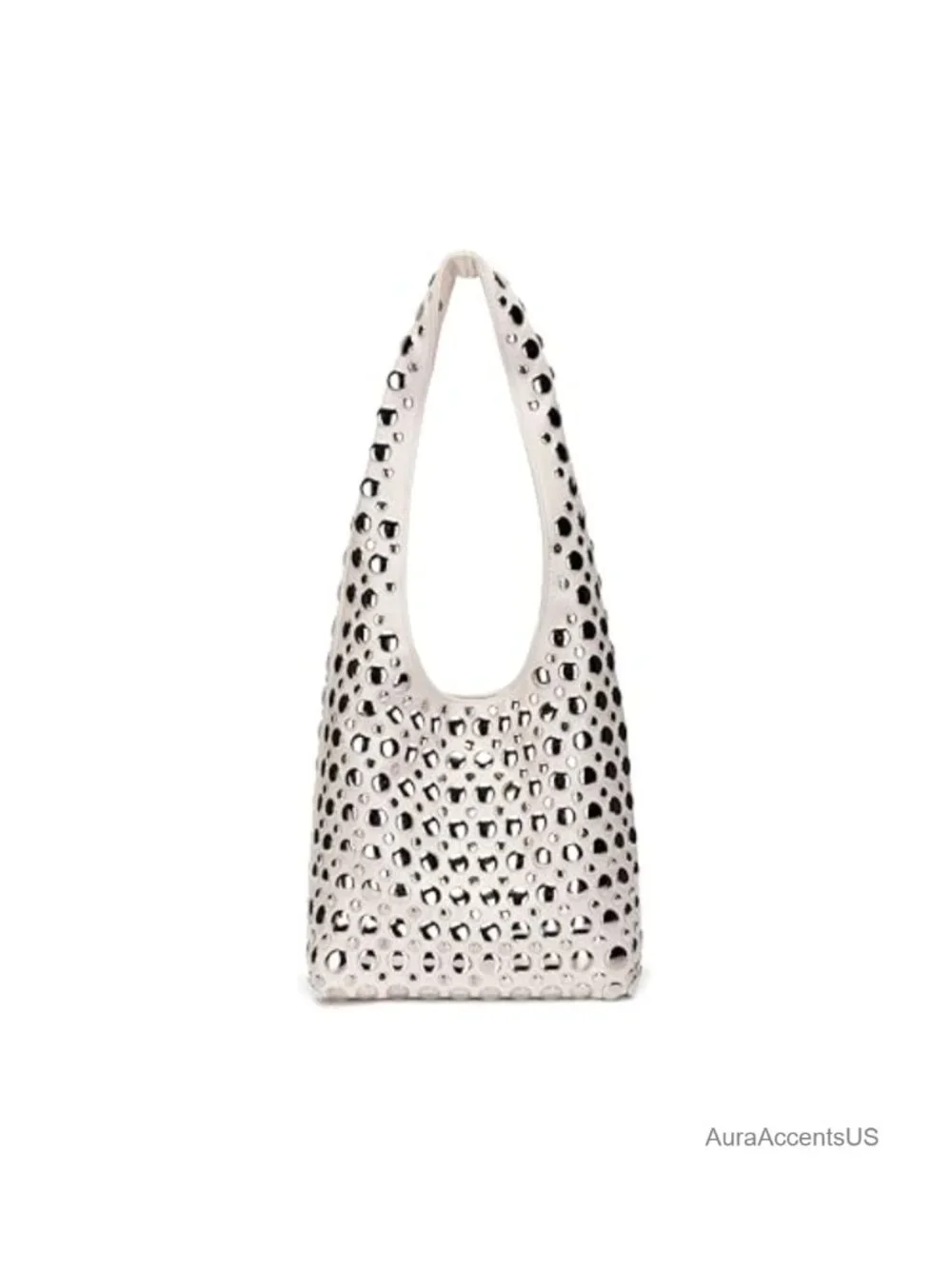 Studded Hobo Bag Y2K Rivets Bucket Purse Faux Leather Shoulder Bag